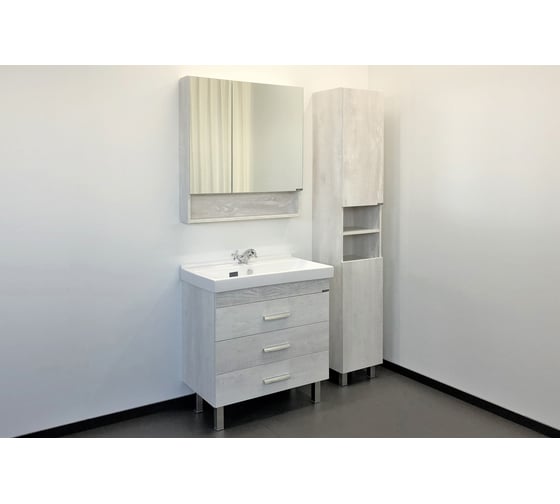 Зеркало-шкаф Comforty "Никосия-80" дуб белый 00004138838