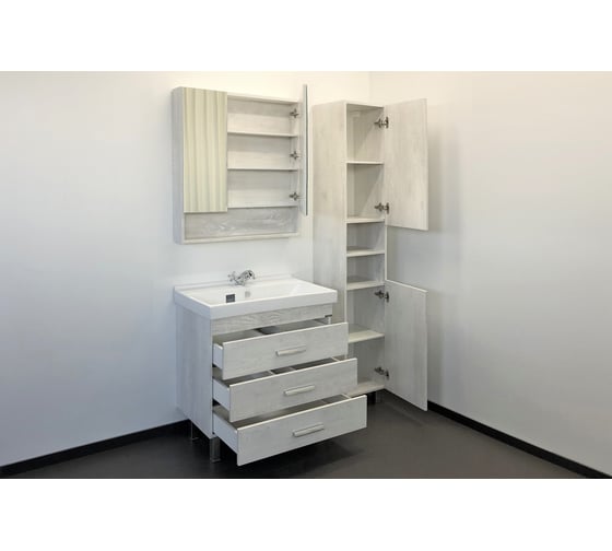 Зеркало-шкаф Comforty "Никосия-80" дуб белый 00004138838