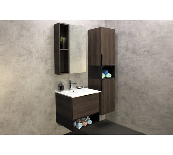 Зеркало-шкаф Comforty "Франкфурт-60" дуб шоколадно-коричневый 00004150528