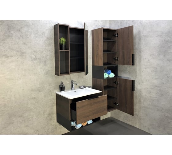 Зеркало-шкаф Comforty "Франкфурт-60" дуб шоколадно-коричневый 00004150528