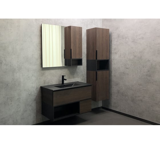 Зеркало-шкаф Comforty "Франкфурт-90" дуб шоколадно-коричневый 00004150529
