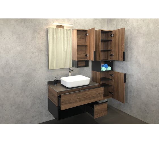 Зеркало-шкаф Comforty "Штутгарт-90" дуб тёмно-коричневый 00004151038