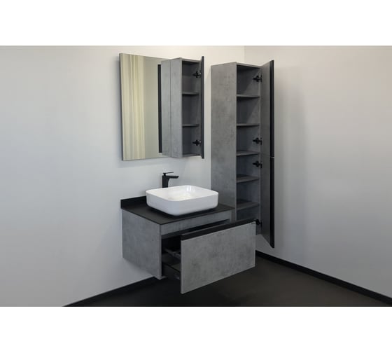 Зеркало-шкаф Comforty "Эдинбург-75" бетон светлый 00004149063