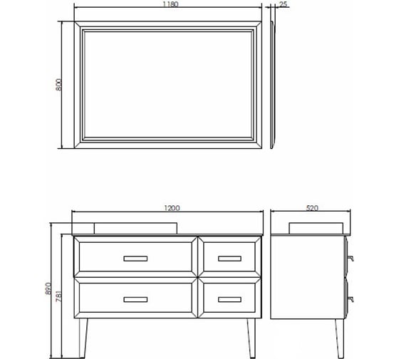 Зеркало Comforty "Империя-120" белый глянец 00004143506