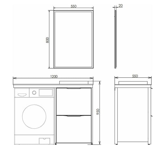 Зеркало Comforty "Лозанна-55" серый матовый 00-00009575