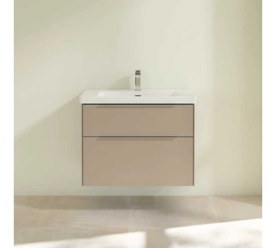 Тумба под раковину VILLEROY & BOCH SUBWAY 3.0 772x462x576 мм, 2 ящика, ручка алюминий глянцевый, 2x LED подсветка, крепежный комплект, цвет Taupe C574L0VM 00000126018