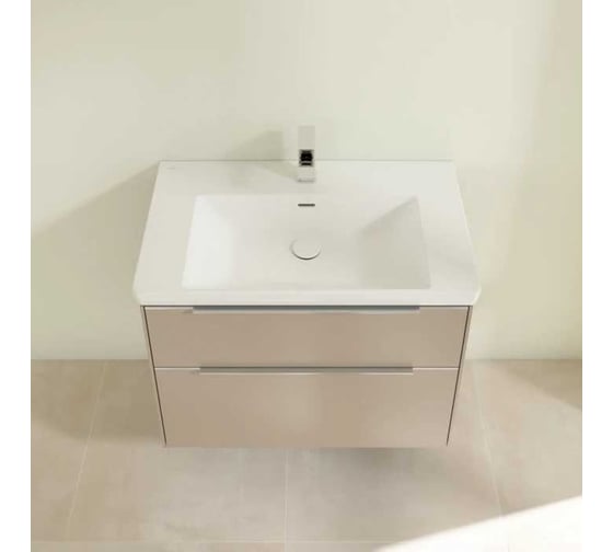 Тумба под раковину VILLEROY & BOCH SUBWAY 3.0 772x462x576 мм, 2 ящика, ручка алюминий глянцевый, 2x LED подсветка, крепежный комплект, цвет Taupe C574L0VM 00000126018