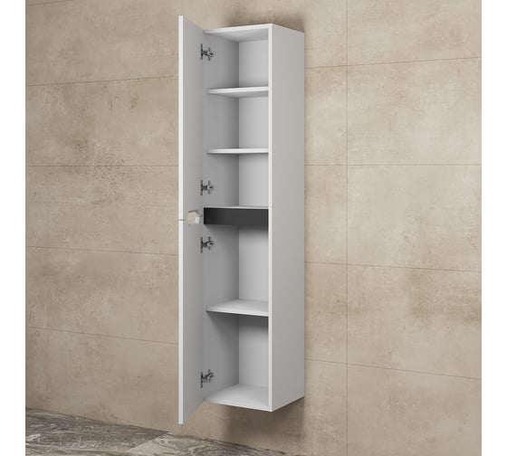 Шкаф-пенал для ванной Uperwood Tanos 33x27x150 см, подвесной, левый, белый/графит 2910202251