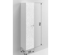 Притуалетный подвесной шкаф SANTREK ПШТ (вертикальный) "Соната" 1 дверь, белый, правый, 200x950x190 316061