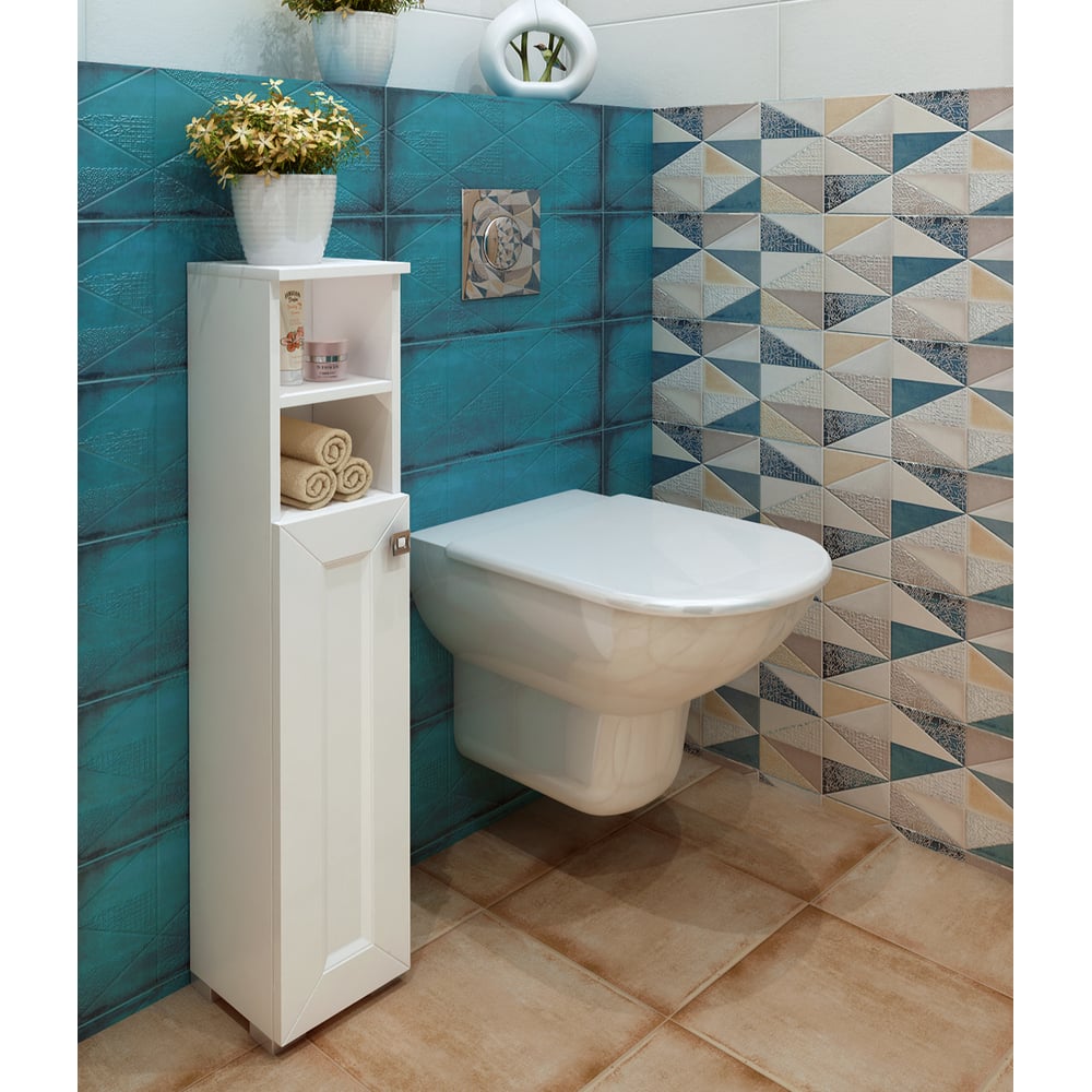 Туалетный шкаф SANTREK "Гранд" 2 ниши, белый, левый, 200x950x190 316069 ...