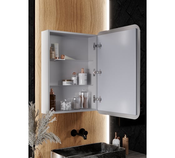 Зеркало-шкаф SANTREK HOME с LED подсветкой, правое "ГЕРДА" 500x800мм 319289