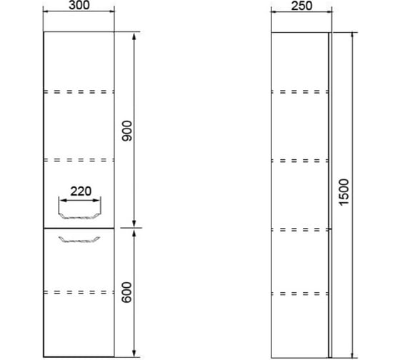 Пенал Azario Ника 300x1500x250 мм., универсальный 00080414