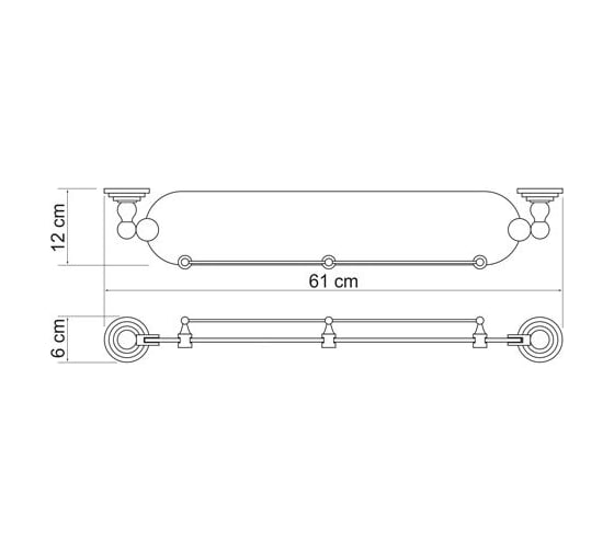 Стеклянная полка WasserKRAFT Ammer с бортиком K-7044