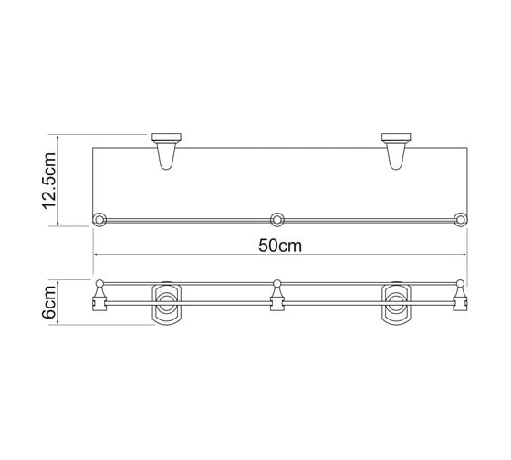Стеклянная полка WasserKRAFT Oder с бортиком K-3044