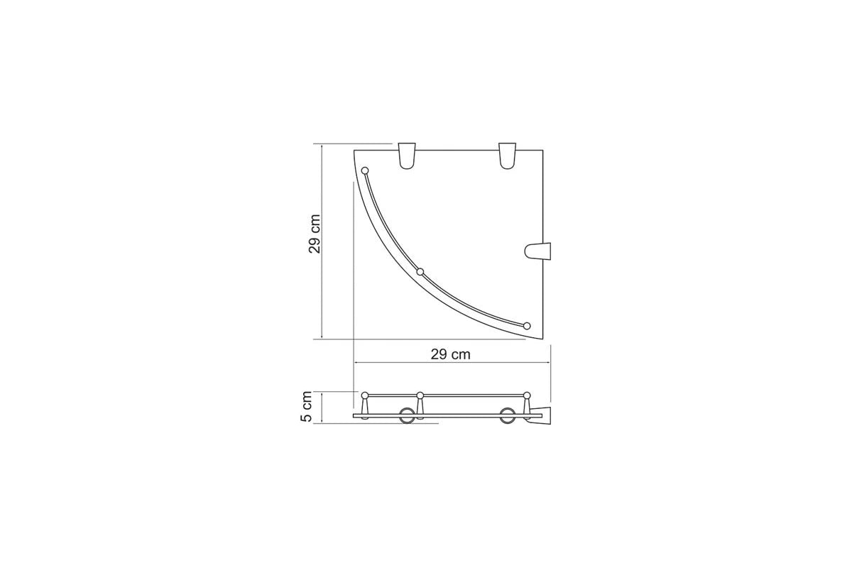 Полка стеклянная угловая k 544