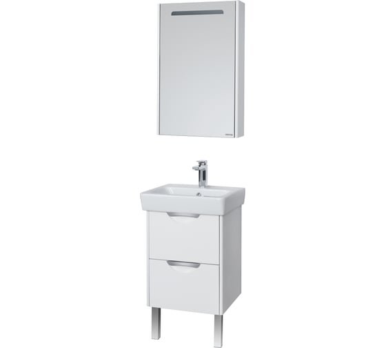 Зеркальный шкаф AQUATON Сильва 50 Дуб Полярный 1A215502SIW7L, 00000062664