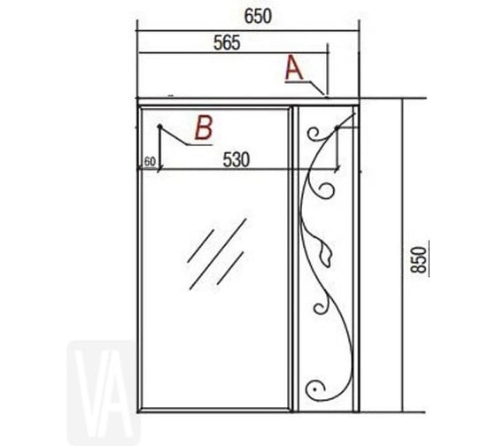 Зеркало-шкаф Акватон Лиана 65 правое 1A166202LL01R, 00000062302