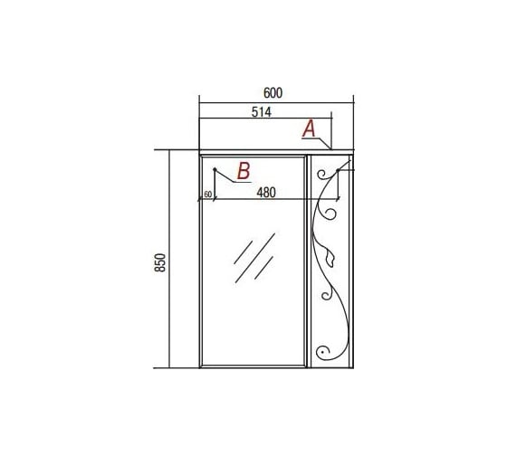 Зеркало-шкаф Акватон Лиана 60 правое 1A162702LL01R, 00000062297