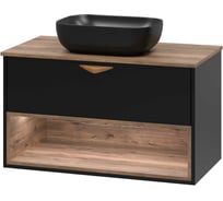 Подвесная тумба Brevita Bergen 90 с подсветкой, черная BER-07090-19-02-1Я