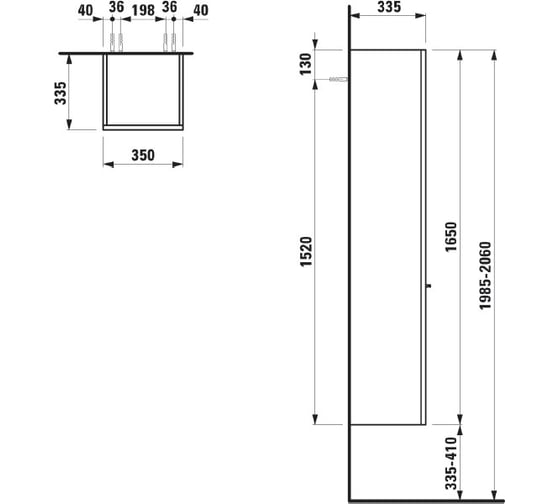 Шкаф Laufen петли слева, 1650х350х335 мм 4.0202.1.075.475.1, 00000015211