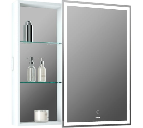 Зеркало-шкаф MIXLINE Женева 800x800 ШВ правый, сенсорный выключатель, светодиодная подсветка 553160