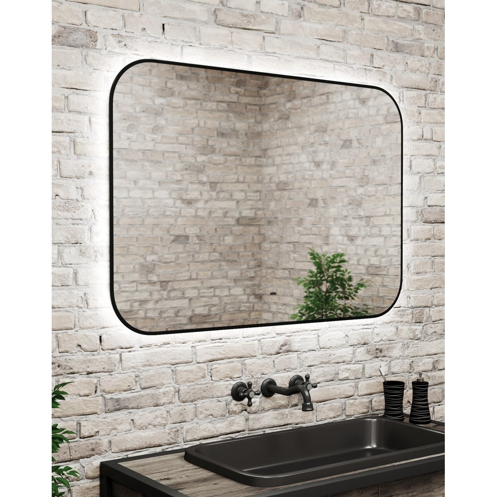 Зеркало Bauedge Bau Black Rand 100x70, с LED фоновой подсветкой ...
