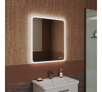 Зеркало с часами и LED подсветкой Bauedge Bau Stil 70x80, сенсорное управление, пластиковый защитный корпус BS7080.CL