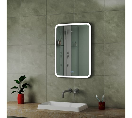 Зеркало Bauedge Bau Stil 50x70, антипар, LeD подсветка, сенсор, пластиковый защитный корпус BS5070.A