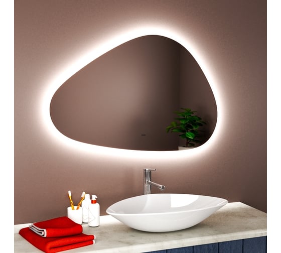 Зеркало с LED подсветкой для ванной Bauedge Bau Versal, 100x70, сенсор на взмах, пластиковый защитный корпус BV10070