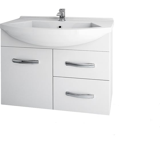 Тумба Dreja eco Alfa 90 NEW, белый лак, 2 ящика, 1 дверь 99.0308 1