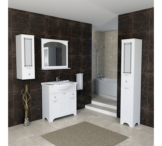 Тумба Dreja eco Antia 75, белый, 2 ящика, 3 двери 99.0436