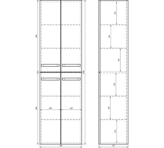 Пенал Dreja eco Almi 50 NEW белый лак, 4 дверки 99.0209