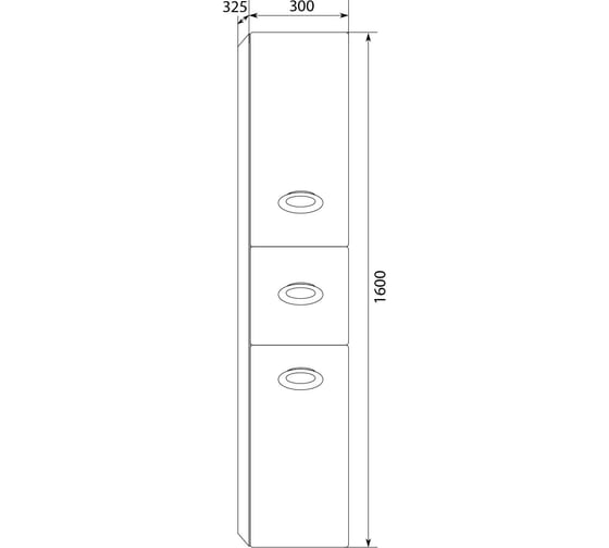 Пенал Marka One Arrondi 30П 2 двери, 1 выдвижной ящик, White, L У73543