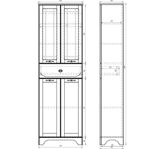Напольный шкаф Dreja eco Antia 60, белый, 1 ящик, 4 двери 99.0442