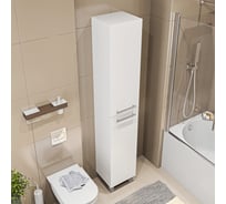 Пенал 1Marka в ванную СОНАТА 35 Напольный с бельевой корзиной Белый глянец Правый У23259