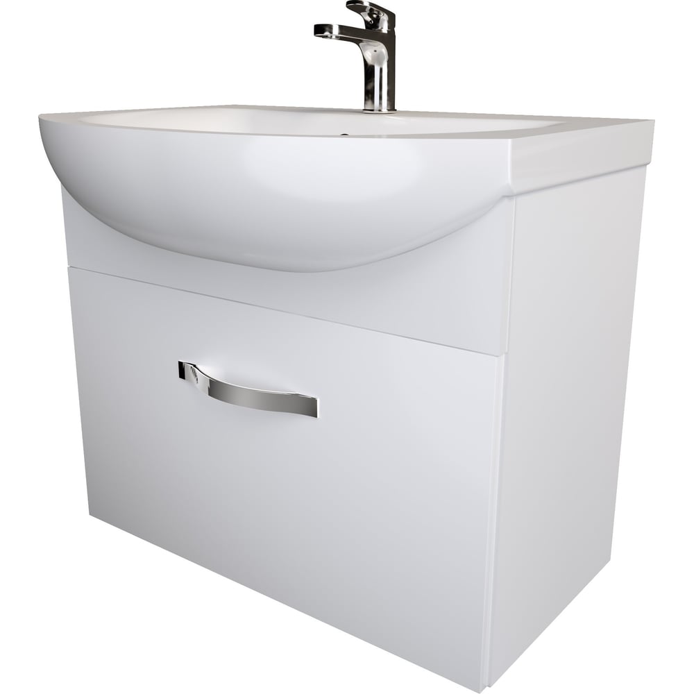 Тумба под раковину в ванную 1Marka Вита 65 см подвесная Белый глянец ...
