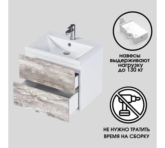 Тумба Marka One 80П 2 ящика, бетон Push У55906