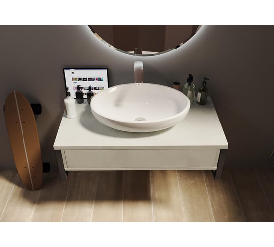 Тумба 1Marka GRUNGE LOFT 90П 1 выдвижной ящик Бетон светлый У85852