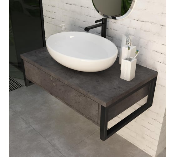 Тумба 1Marka GRUNGE LOFT 80П 1 выдвижной ящик Бетон темно-серый У85848