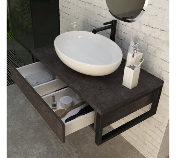 Тумба 1Marka GRUNGE LOFT 80П 1 выдвижной ящик Бетон темно-серый У85848