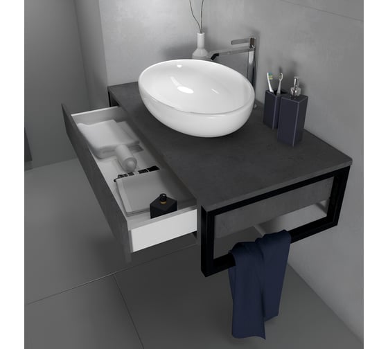 Тумба 1Marka GRUNGE LOFT 80П 1 выдвижной ящик Бетон темно-серый У85848