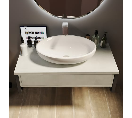 Тумба 1Marka GRUNGE LOFT 100П 1 выдвигающийся ящик Бетон светлый У85853