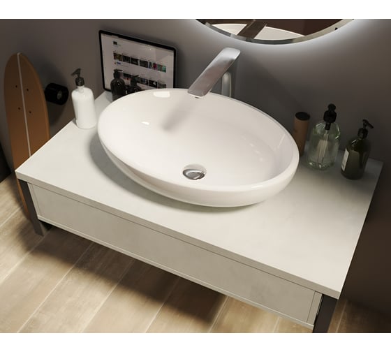 Тумба 1Marka GRUNGE LOFT 100П 1 выдвигающийся ящик Бетон светлый У85853