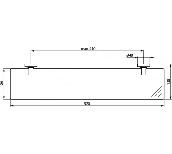 Полка Ideal Standard IOM прозрачное стекло A9125AA