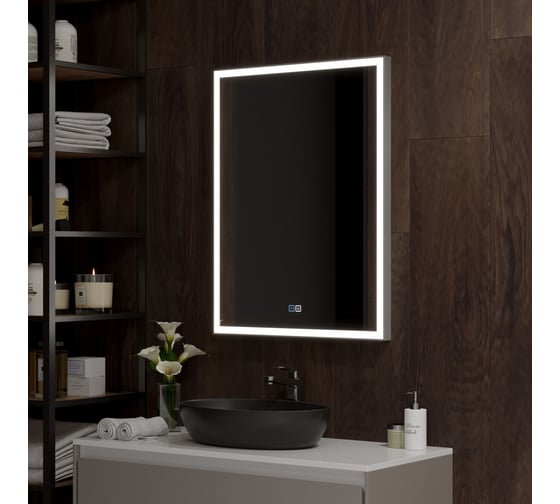 Зеркало Misty веритате 600x800 led, с сенсором на зеркале, холодная подсветка, с подогревом ВЕР-02-60/80-14