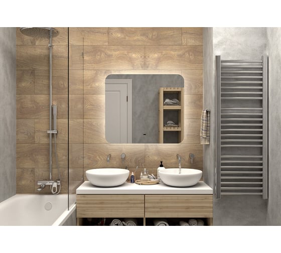 Зеркало Misty адхил 800x700 led, ореол с бесконт.сенсором, холод.подсветка с подогревом АДХ-02-80/70-14