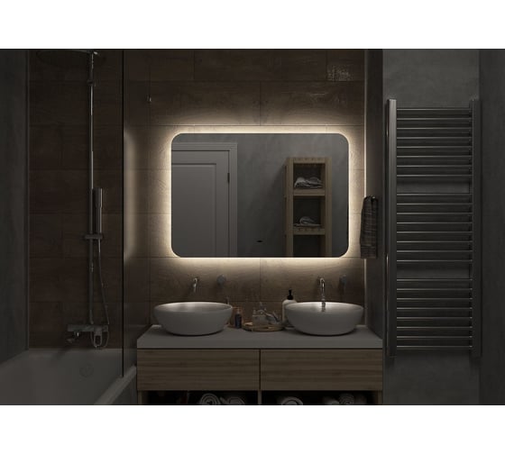 Зеркало Misty адхил 1000x700 led, ореол с бесконт.сенсором, холод.подсветка с подогревом АДХ-02-100/70-14