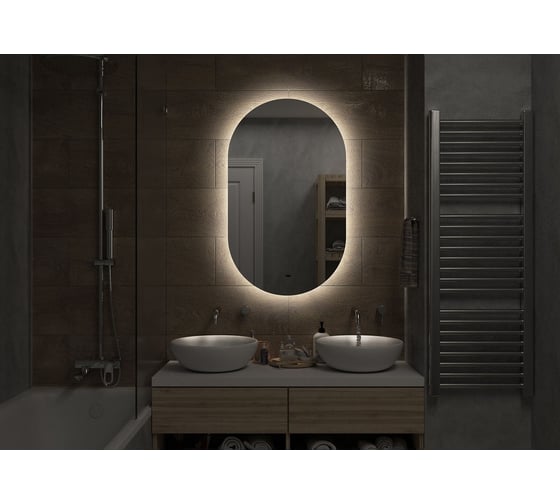 Зеркало Misty титавин 600x1000 led, ореол с бесконт.сенсор, холод.подсветка с подогревом ТИТ-02-60/100-14