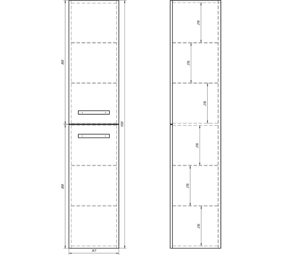 Пенал Dreja eco Almi 35 NEW универсальный, белый лак, 2 двери 99.0208
