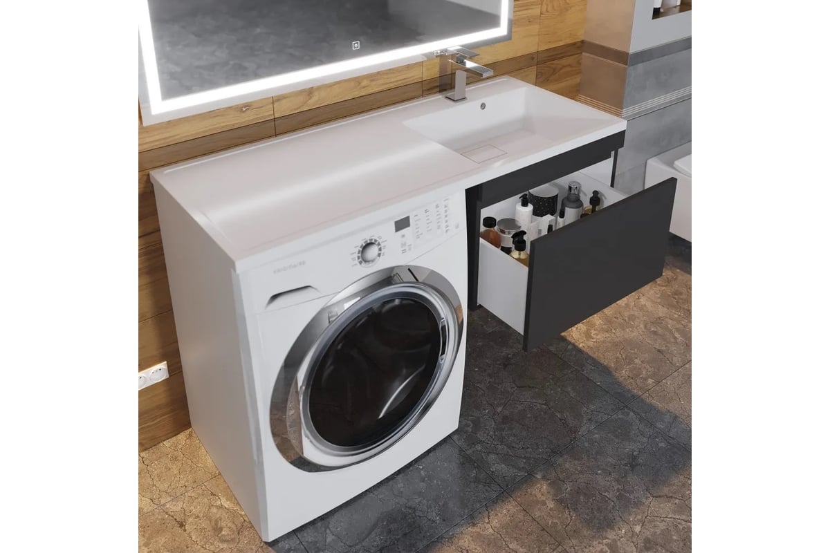 Тумба под стиральную машину Uperwood Magenta 60 см, подвесная, черная ...